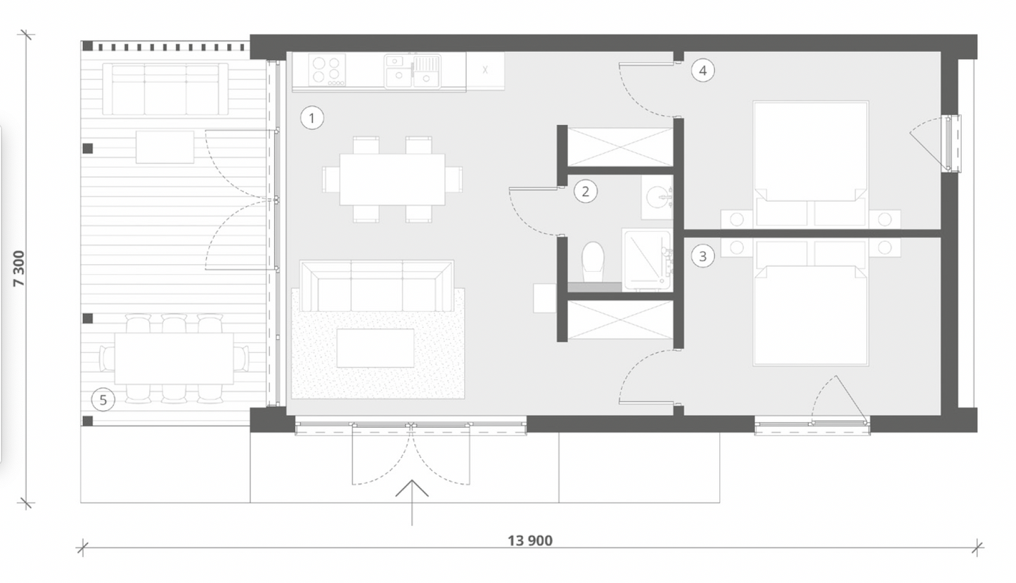 Galatea Barn House (56 sqm, 2 bdr)