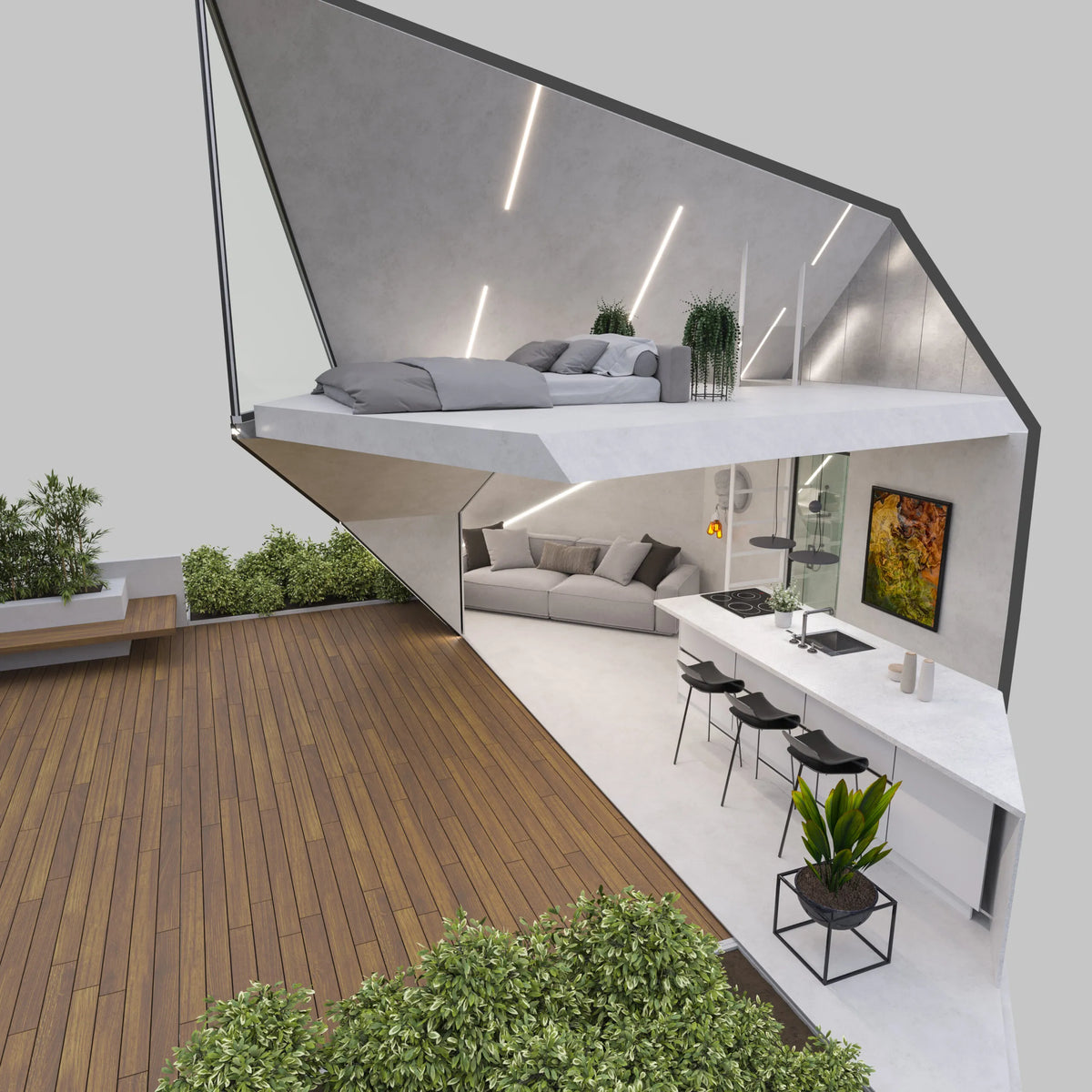 MTB A Frame House (33 sqm, studio + mezzanine)