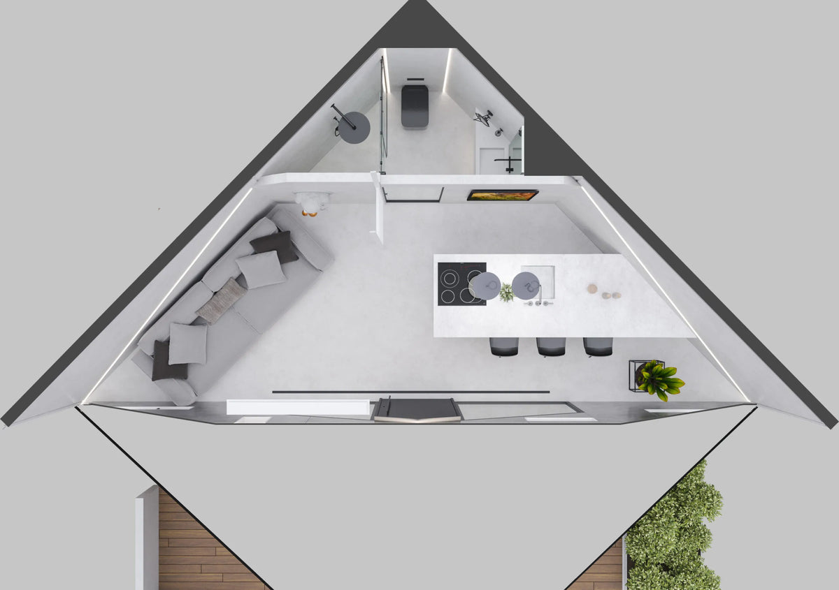 MTB A Frame House (33 sqm, studio + mezzanine)
